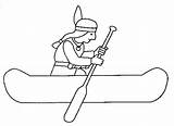 Canoe Chaloupe Canot Indien Thanksgivng Pilgrims Coloriages sketch template