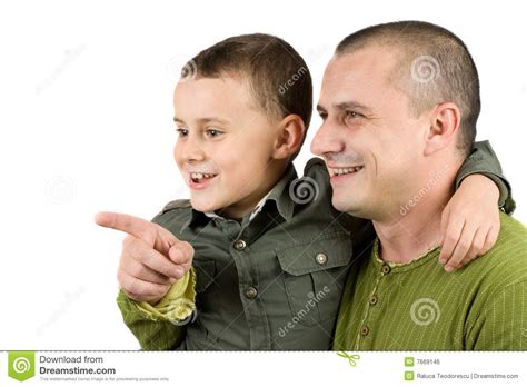 father teaching  son isolated  white stock photo image  attractive expression