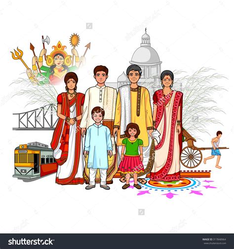 stock vector vector design  bengali family showing culture  west