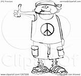 Cartoon Peace Shorts Wearing Shirt Sandals Clipart Hitchhiker Bandana Male Illustration Royalty Human Outline Lineart Vector Djart Drawing Dennis Cox sketch template