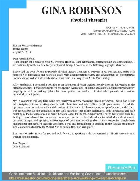 physical therapist cover letter samples templates pdfword