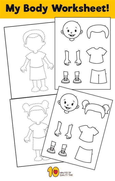 parts  body worksheet  preschool kidsworksheetfun