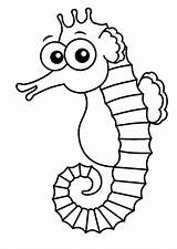 Coloring Seahorse Pages Sea Horse Cliparts sketch template