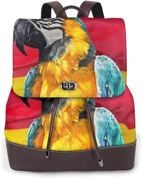 birds parrot womens fashion pu leather backpack casual style flap