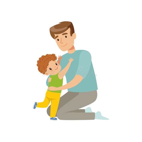 father and son embrace stock vector illustration of