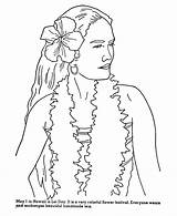 Hawaiian Drawing Hawaii Lei Coloring Pages Getdrawings sketch template