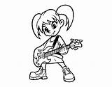 Girl Guitar Electric Coloring Coloringcrew sketch template