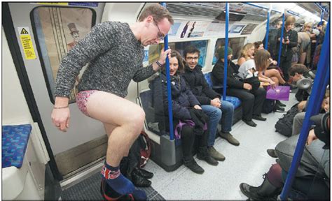 people take part in the annual no trousers on the tube day