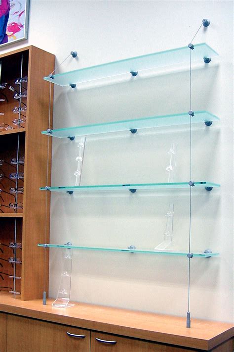 wire suspended glass shelves shelf ideas