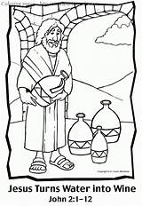 Wine Water Jesus Into Turns Coloring Pages Turn Convert Miracle Kids Drawing Story Bible Crafts Activities School Sunday Sheets Timeless sketch template