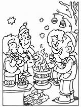 Nieuwjaar Kleurplaten Vuur Gezellig Kerstfeest Kerst Annee Animaatjes Tekening Kerstmis Bezoeken Kampvuur sketch template