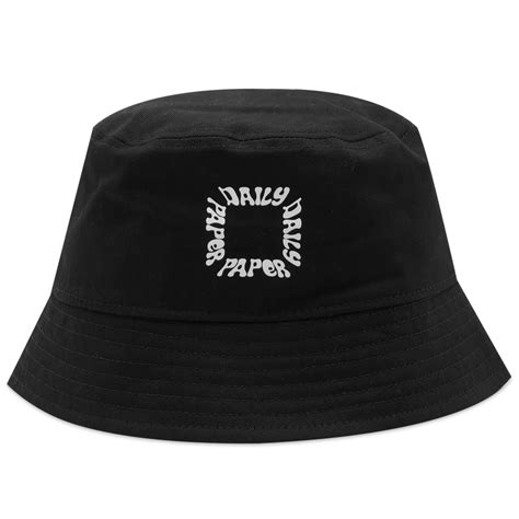 daily paper pobu logo bucket hat black monogram  au