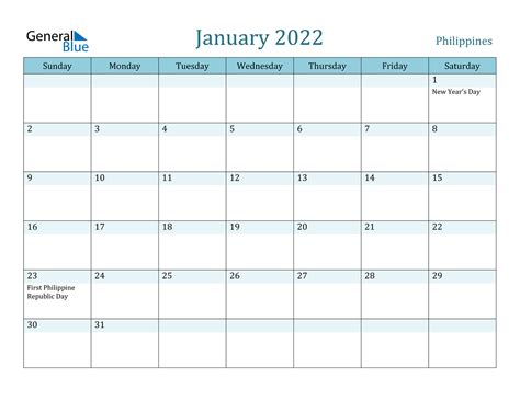 january  calendar philippines