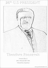 Color Roosevelt Theodore 26th President Sheet sketch template