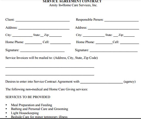 caregiver contract form