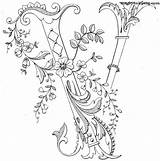 Coloring Flower Letter Monogram Decorated Magic Pages sketch template