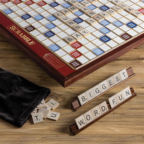 scrabble giant deluxe edition  rotating wooden board