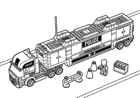 car transporter lego police truck coloring pages  place  color