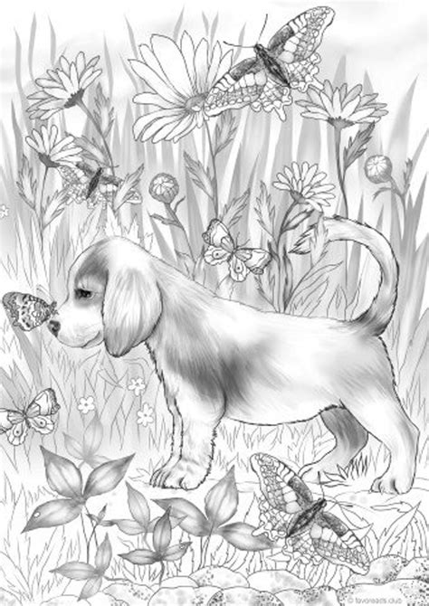 friendly puppy printable adult coloring page  favoreads etsy