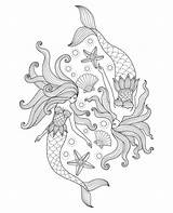 Coloring Mermaid Pages Mermaids Two Kids Adult Drawing Template Sea Realistic Drawn Hand Printable Sketch Book Arthearty sketch template
