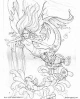 Mermaid Coloring Pages Fairy Jody Bergsma Enchanted Adults Colouring Designs Realistic Fantasy Detailed Drawings Save Adult Choose Board Fairies Gif sketch template