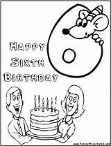Birthday Coloring Sixth Pages Fun sketch template