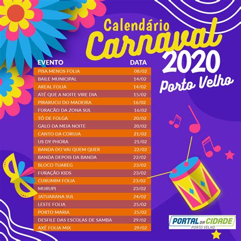 confira  calendario   atracoes  carnaval  de porto velho