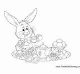 Tea Bunny Party Coloring Surfnetkids Pages sketch template