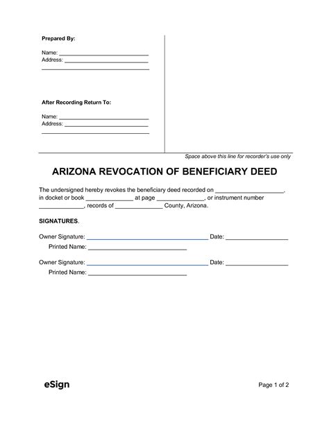 printable beneficiary deed form arizona web updated  september