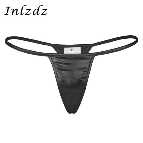 Womens Lingerie Thong Underwear For Sex Shiny Metallic Pvc Faux Leather