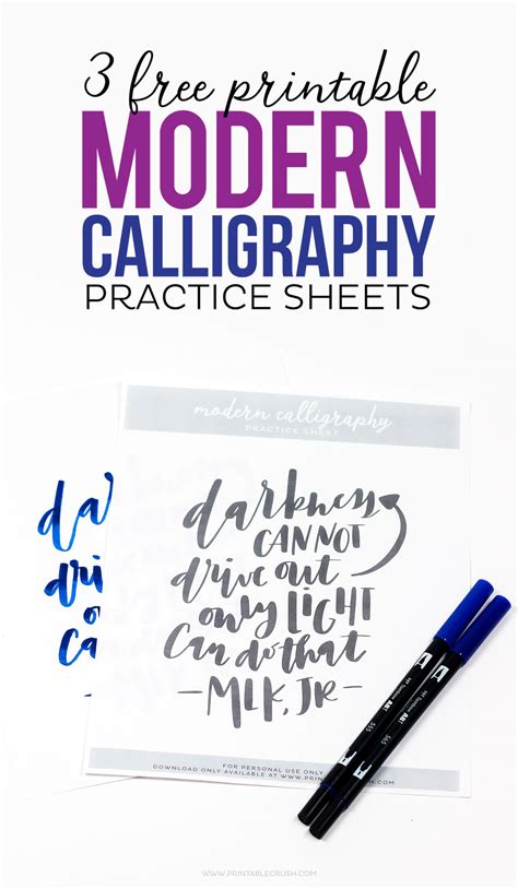 printable modern calligraphy practice sheets printable crush