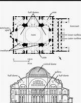 Pianta Basilica Sezione Sofía Bizantino Architettura Bizantina Hagia Constantinopla Gusto Byzantine Bizantinos Sobrio Laterizio Rome Longitudinale Mappa sketch template
