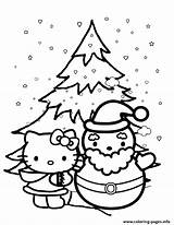 Kitty Coloring Snow Hello Pages Printable sketch template