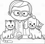 Vet Coloring Veterinarian Pages Drawing Pets Kids Cartoon Books Puppy Book Print Animal Cat Animals Drawings Cute sketch template