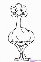 Draw Ostrich Cartoon Animals Easy Coloring Drawing Drawings Baby Step Emu Animal Simple Line Clipart Cute Face Ostriches Head Kids sketch template