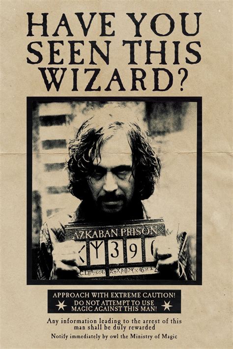poster affiche harry potter wanted sirius black cadeaux  merch