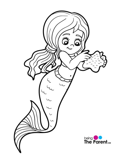printables cute easy mermaid coloring pages  printables