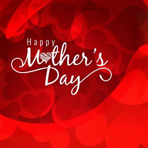 red mothers day card with flowing hearts vector free download
