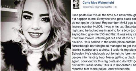 teen posts on facebook about taxi driver asking for blowjob