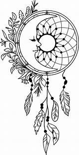Dream Catcher Dreamcatcher Moon Mandala Decal Coloring Feathers Tattoo Color Pages Etsy Feather sketch template