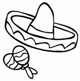 Coloring Hat Mexican Getdrawings Sombrero Maracas Mayo sketch template
