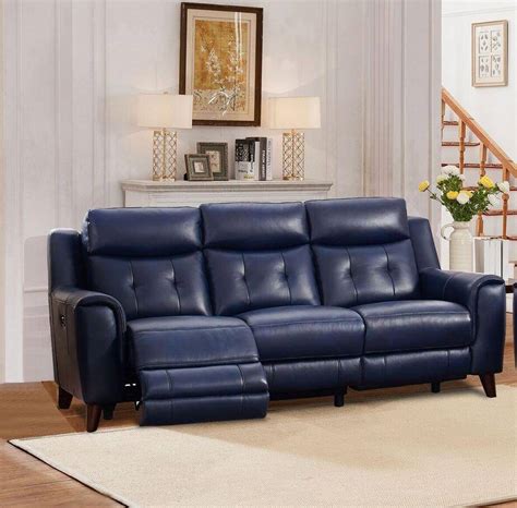 buy amax hydeline hastings blue recliner sofa  blue top grain leather