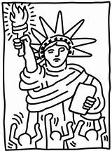 Liberty Statue Coloring Keith Haring Fun Kids sketch template
