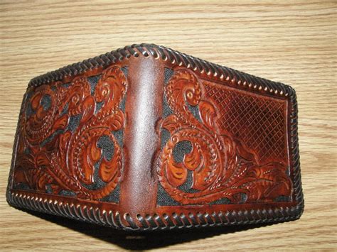 custom personalized hand tooled leather wallet