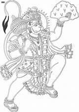 Hanuman Coloring Lineart Shri Jai sketch template