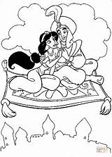 Pages Carpet Aladdin Jasmine Coloring Flying Cartoons Color Online sketch template