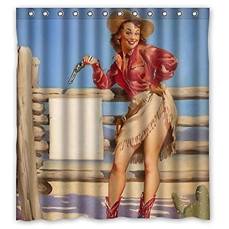 Buy Vintage Pin Up Cowgirl Morden Shower Curtain