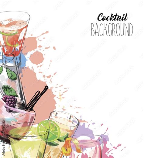 watercolor background  alcohol drinks template design  menu