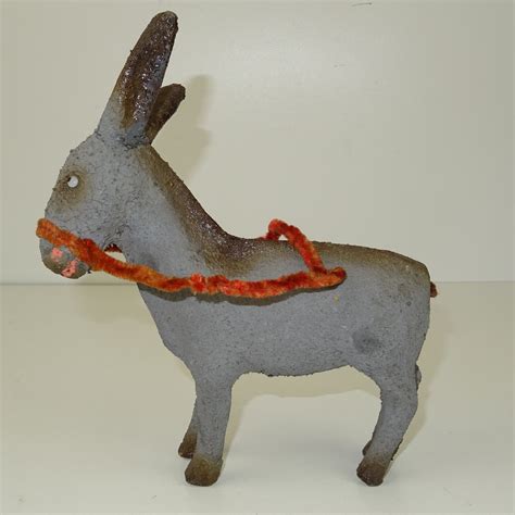 cardboard donkey vintage toy  france christmas crib etsy