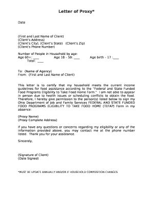 proxy letter template word  template pdffiller